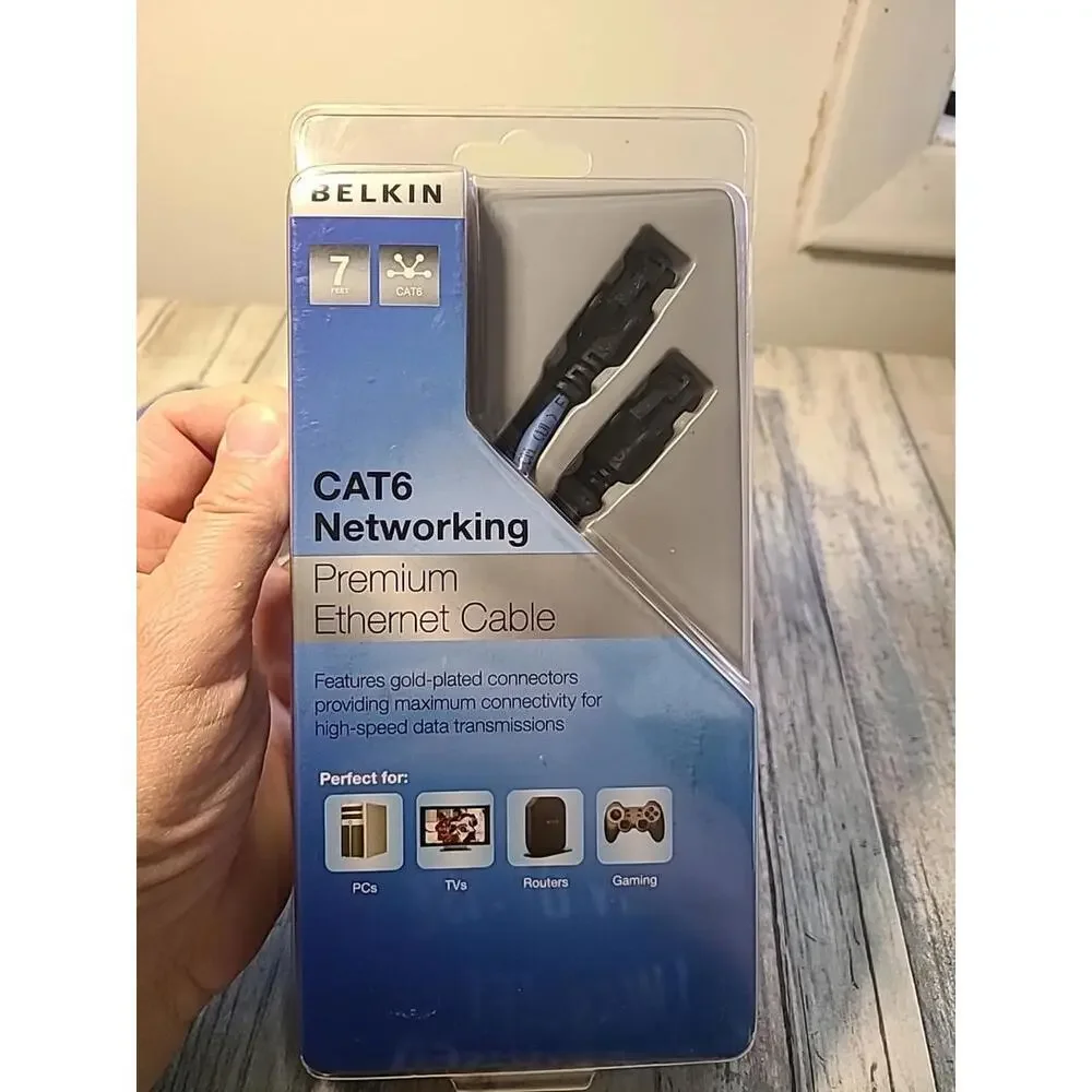 2 NEW Belkin PC6-07DKBS 7ft Cat6 Dark Blue Patch Cable Premium High-Speed Ethern
